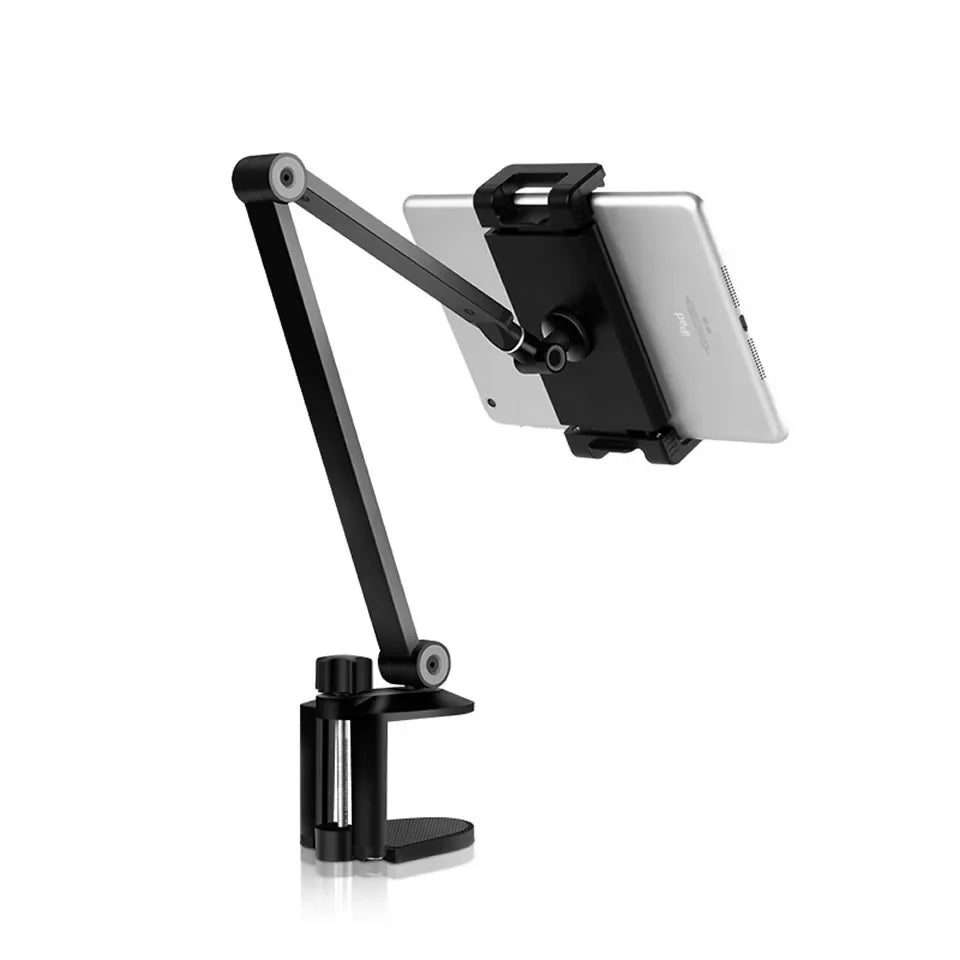 Rotating Long Arm Tablet & Phone Stand – Aluminum Alloy Mount Tablet Phone Stand Qme Black