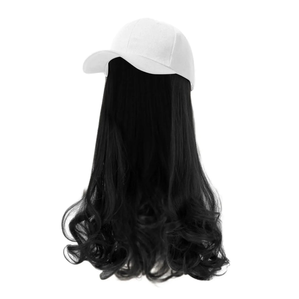 Baseball Cap with Long Curly Hair Extensions – Adjustable Wig Hat Wig Baseball Cap Qme