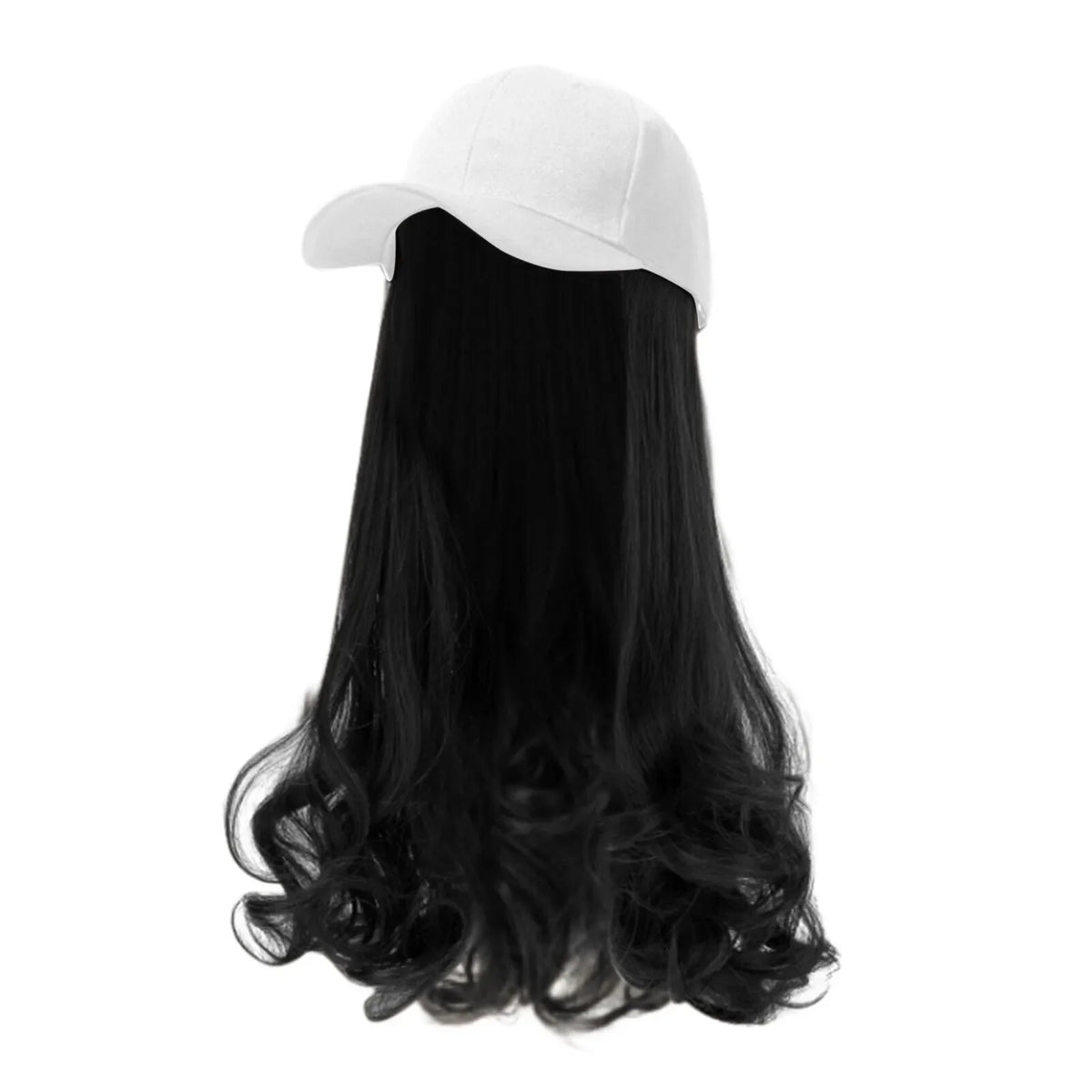 Baseball Cap with Long Curly Hair Extensions – Adjustable Wig Hat Wig Baseball Cap Qme