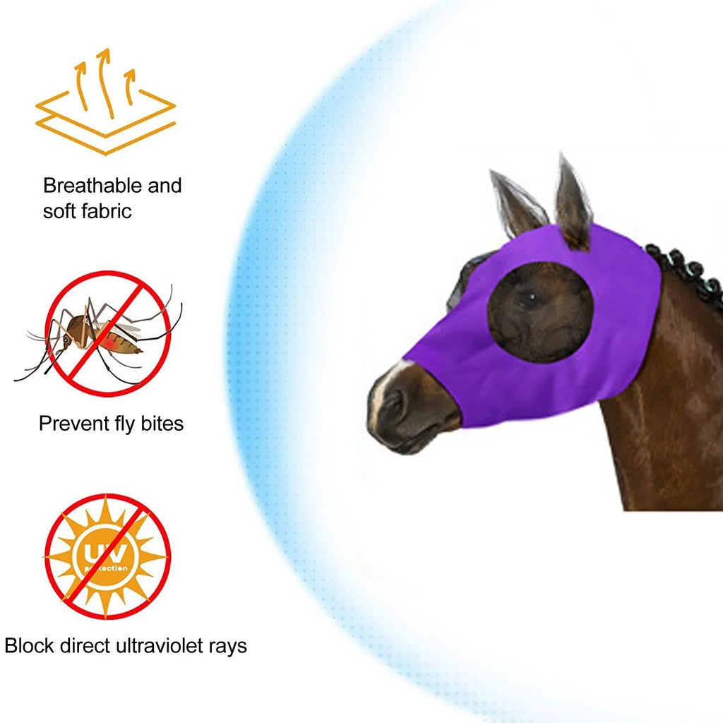 Breathable Horse Fly Mask with Ear Protection – Mesh Elastic Horse Fly Mask Qme