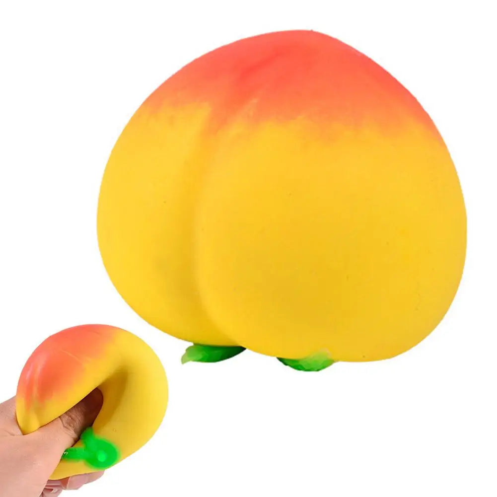 Peach Squishy Slow Rising Stress Ball Fruit Squeeze Toy Squishy Stress Toy Qme Yellow