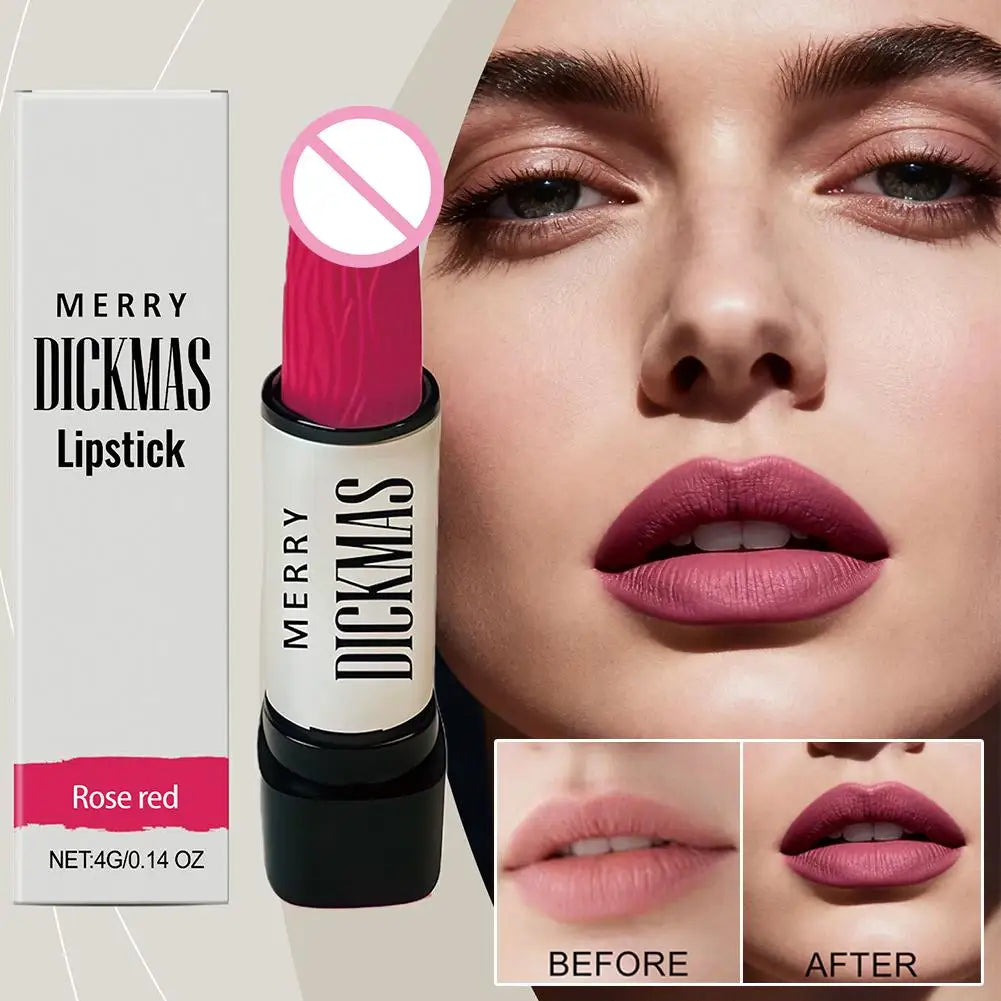 Funny Gag Lipstick for Women – Matte Velvet Long-Lasting Matte Velvet Lipstick Qme 03 rose red