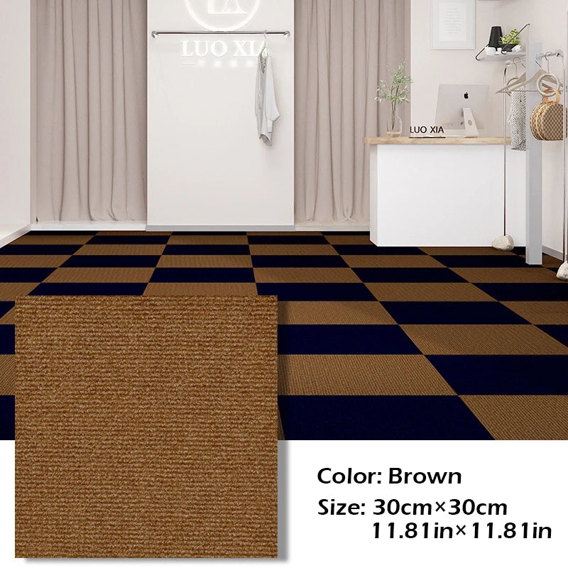 Self-Adhesive Carpet Tiles 30x30cm – Non-Slip Floor Mat Carpet Floor Tile Qst brown 30X30cm-20pcs