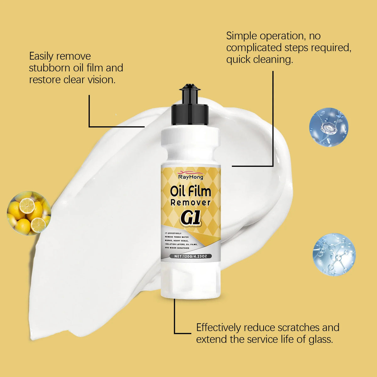 RayHong Car Windshield Oil Film Remover & Rain Coating Kit Auto Glass Cleaner Kit Qst