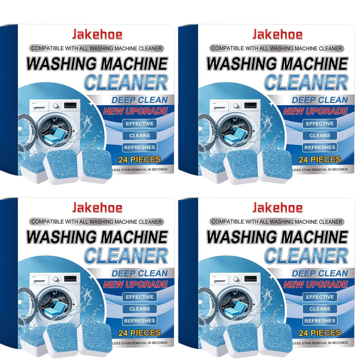 Washing Machine Cleaning Tablets – Mold, Scale & Odor Remover Washer Cleaning Tablets Qme 4 x 24PCS Boxed