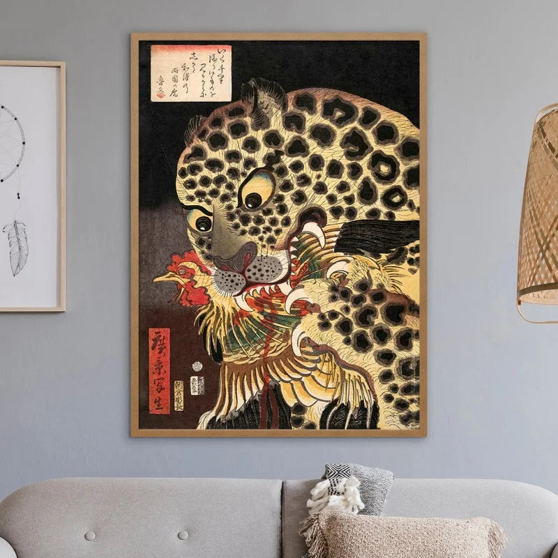 Tiger & Panther Canvas Wall Art – Jungle Tropical Poster Canvas Wall Art Qst
