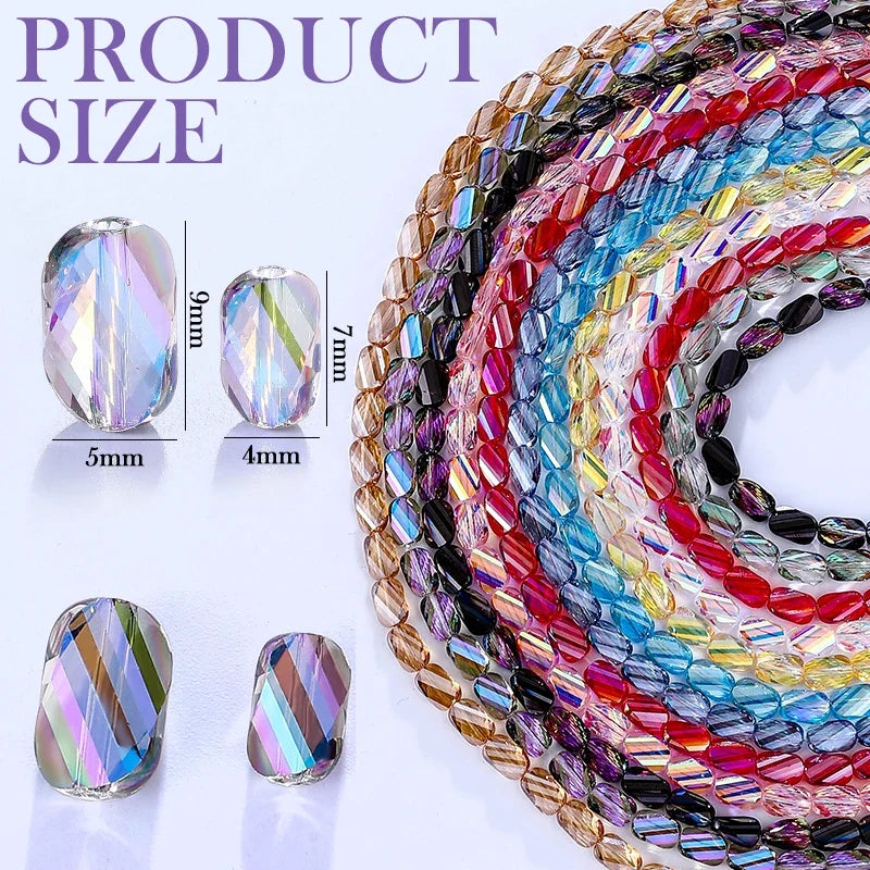 Faceted Glass Twisted AB Spacer Beads – DIY Jewelry Making Glass Craft Beads Qme