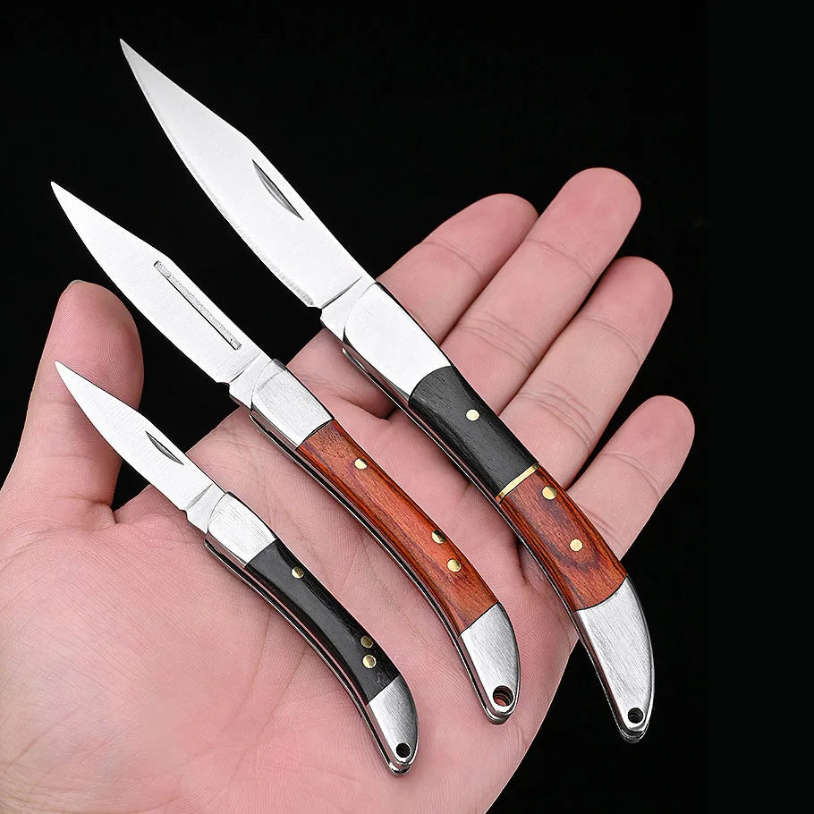 Swayboo Mini Folding Pocket Knife – Wood Handle Keychain EDC Folding Pocket Knife Qst