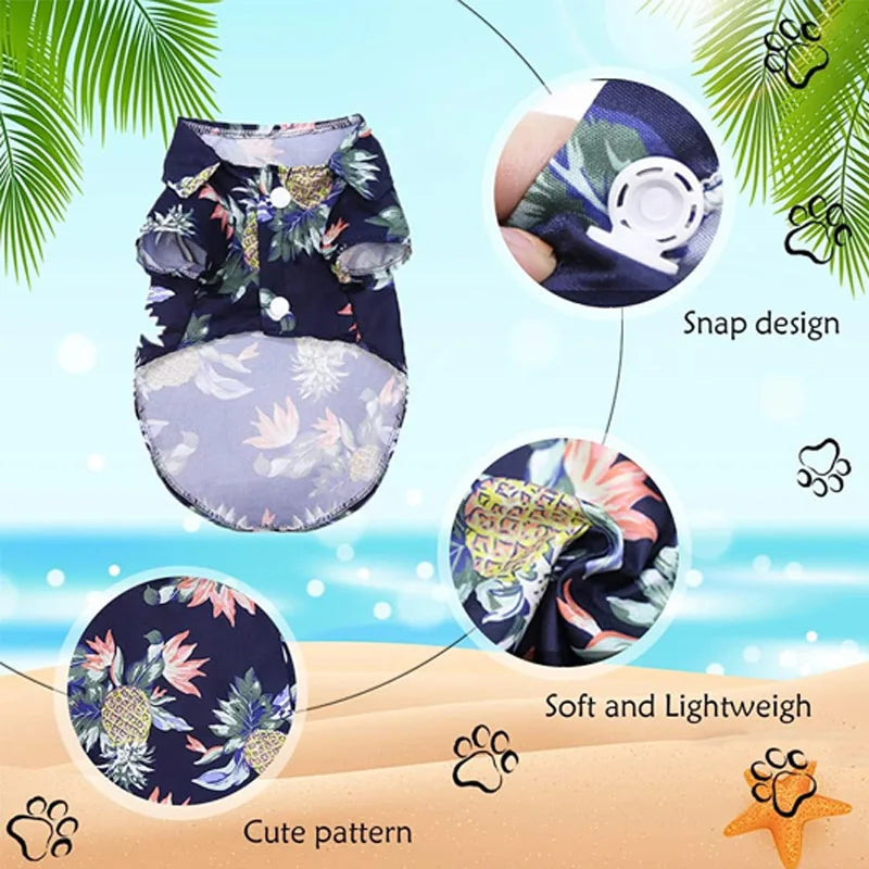 Hawaiian Dog Shirt – Summer Beach Pet Vest T-Shirt Pet Clothing Vest Qme