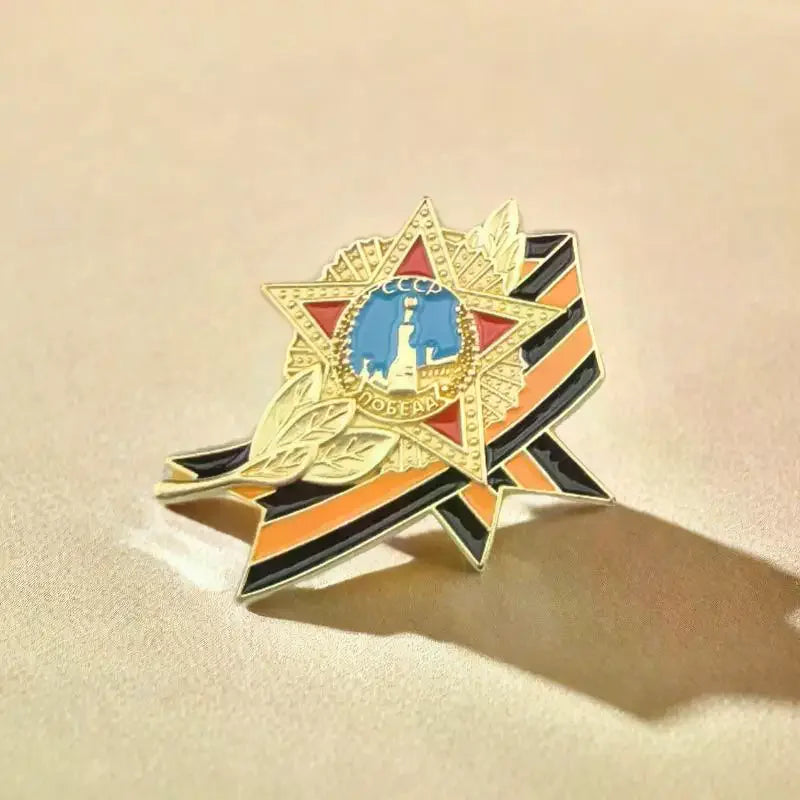 Russian Flag Enamel Lapel Pin – Victory Day Ribbon Badge Enamel Lapel Pin Qme