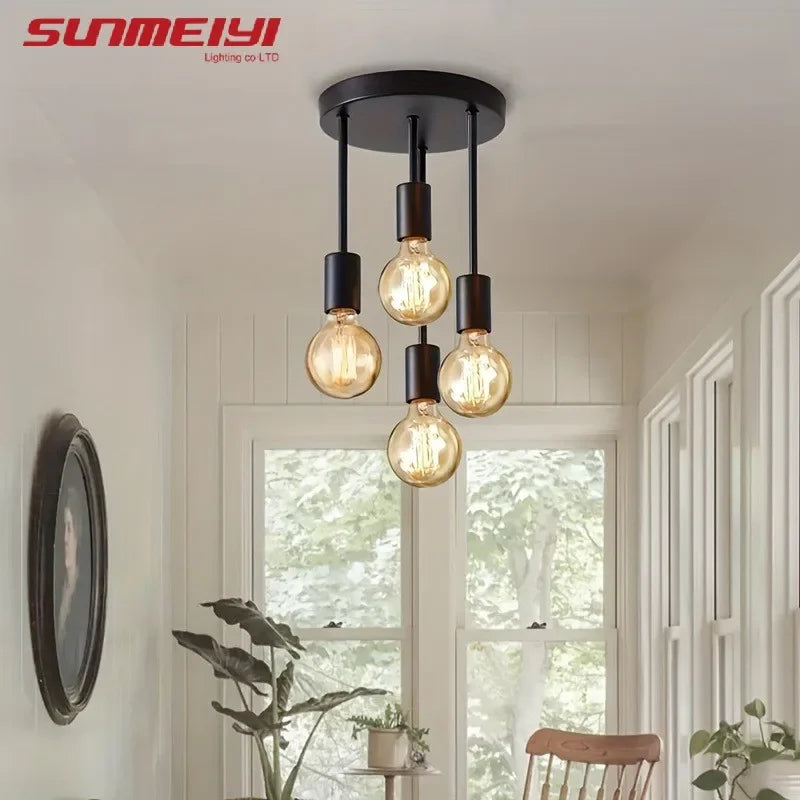 E27 Modern LED Ceiling Light Black Aluminum – Energy Saving LED Ceiling Light Qme