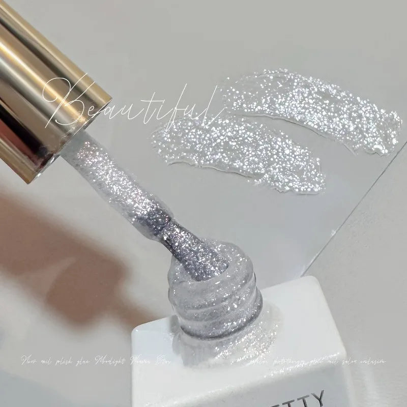 Diamond White Glitter Gel Nail Polish – Fine Shimmer Sparkle Glitter Gel Nail Polish Qme