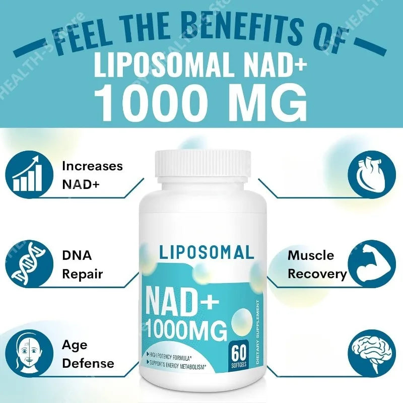 Liposomal NAD+ 1000mg Supplement – 60 Softgels | Cellular Energy NAD+ Supplement Qst