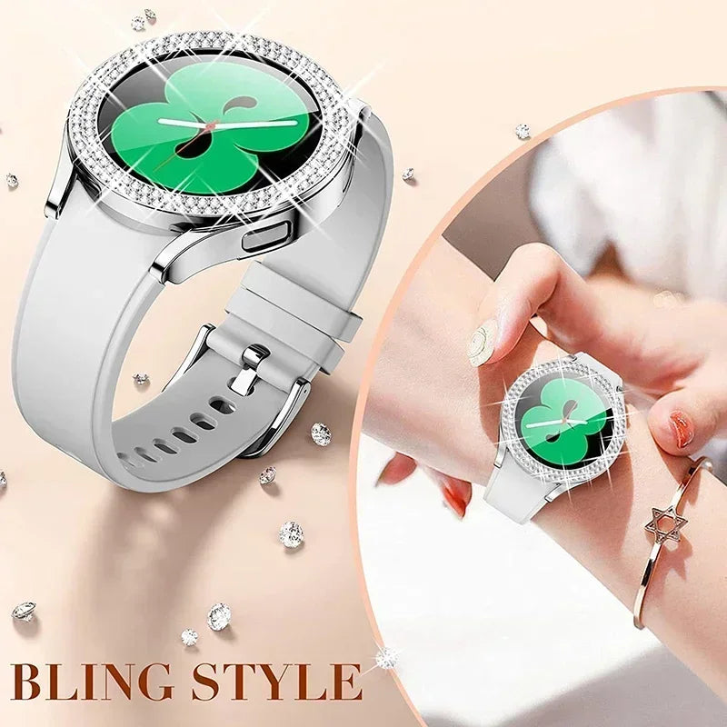 Bling Diamond Case Samsung Galaxy Watch 6 & 4 – Two Rows Smartwatch Bling Case Qme