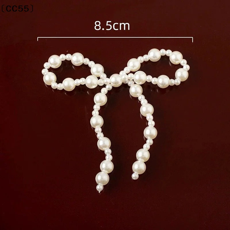 Vintage Crystal Pearl Double-Layer Bow DIY Accessory Bow Embellishment Qst