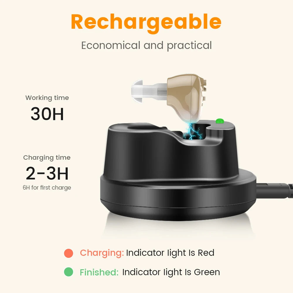 Rechargeable ITE Hearing Aid – Portable Sound Amplifier Rechargeable Hearing Aid Qst