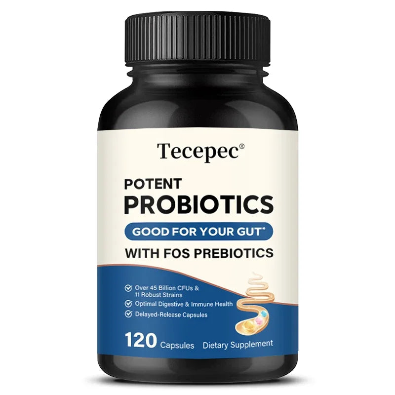 Tecepec Probiotics & Prebiotics Capsules | Digestive Support Probiotic Supplement Qst 120 count-1 bottle