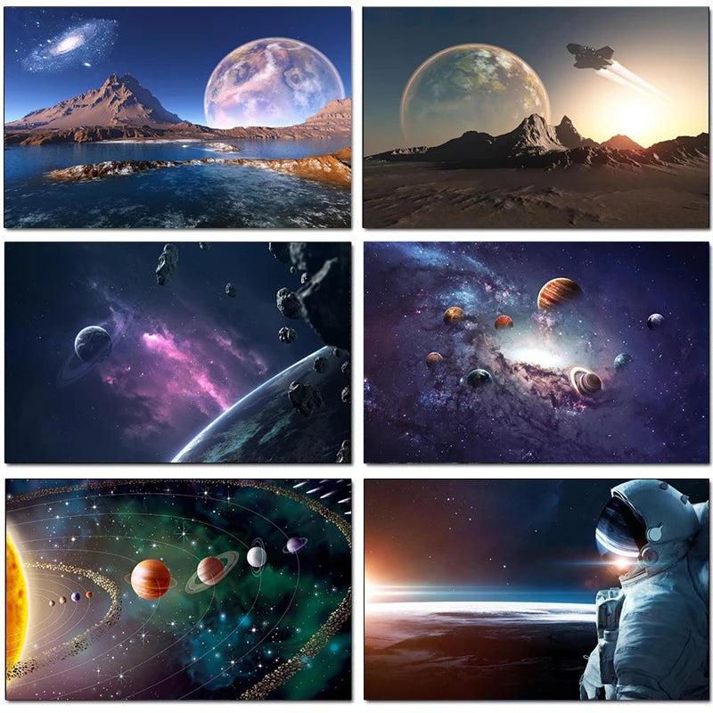 Solar System Space Canvas Wall Art Poster – HD Print Décor Canvas Wall Art Qst