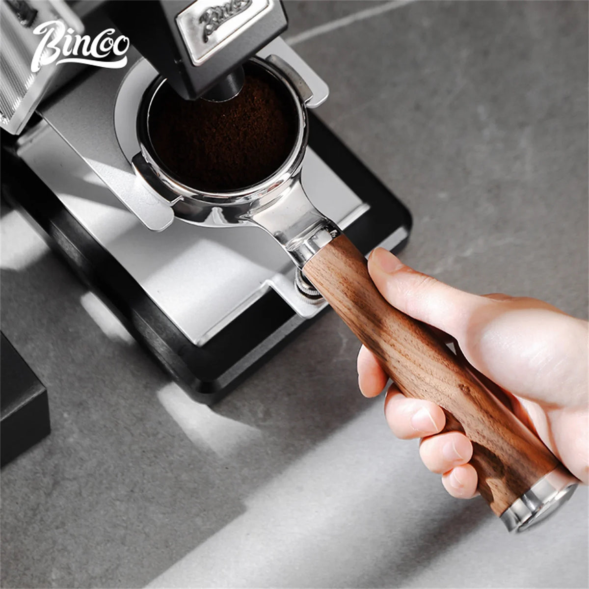 Bincoo Walnut Bottomless Portafilter 58mm – Open Espresso Handle Bottomless Portafilter Qst
