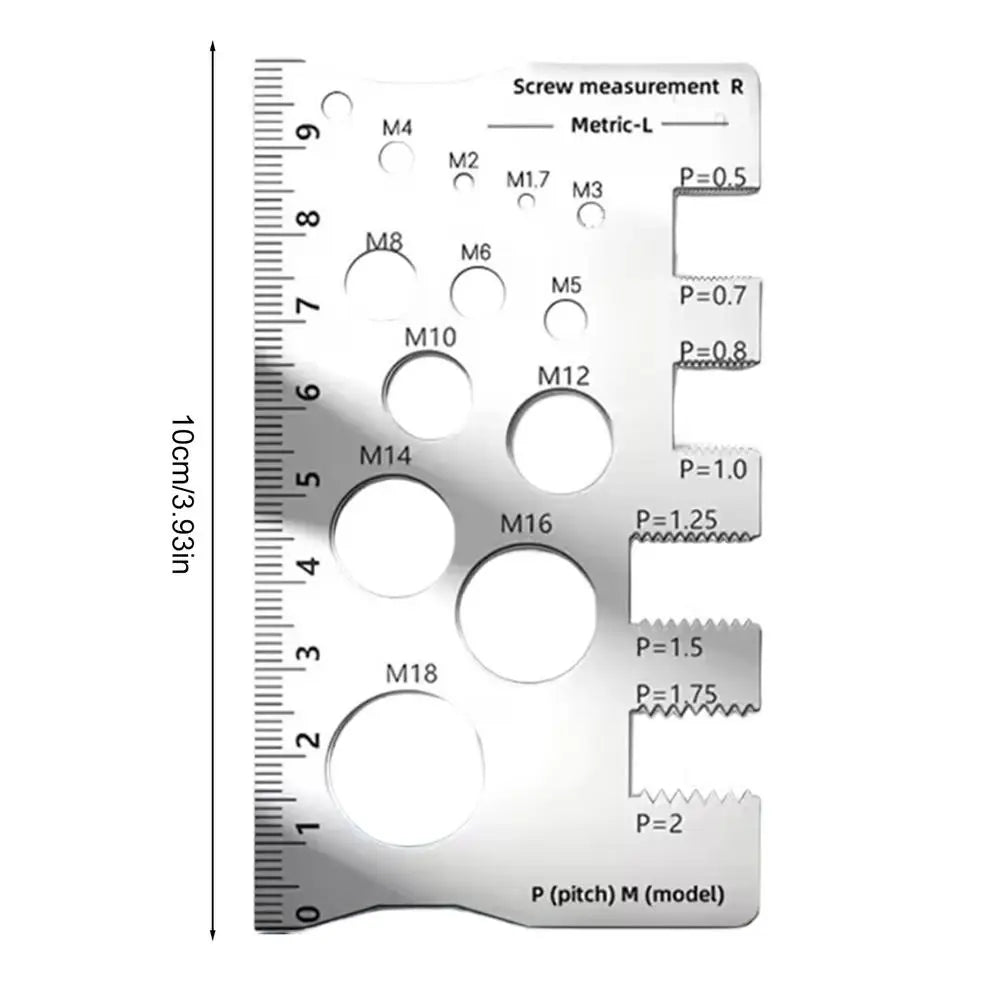 Stainless Steel Thread Gauge Screw Measuring Ruler Thread Gauge Ruler Qme as shown