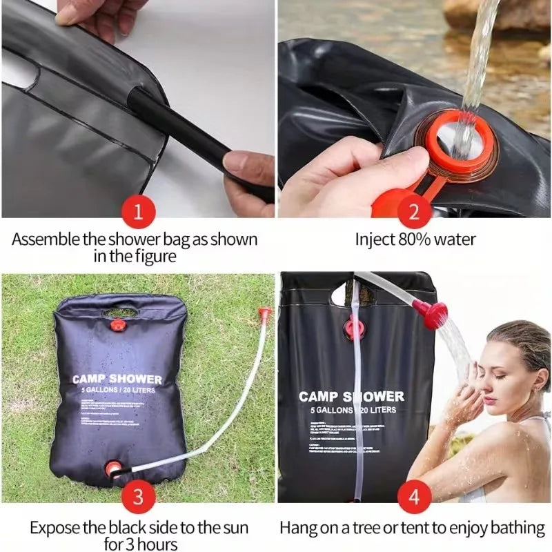 20L Foldable Solar Shower Bag – Portable Camping Shower Solar Camping Shower Qme