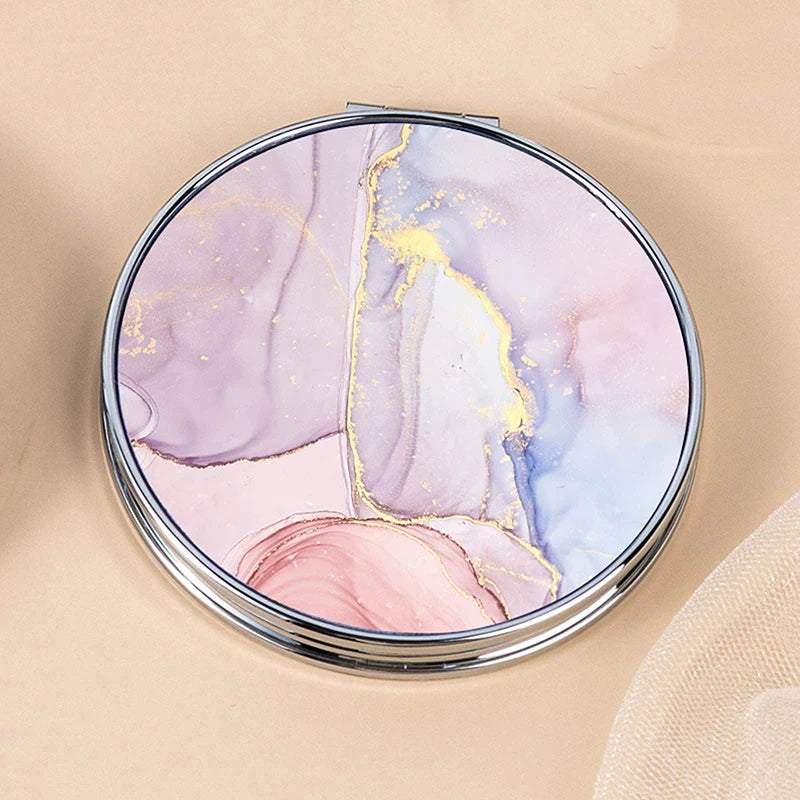 Vintage Stripe Mini Compact Makeup Mirror – Portable Bag Mirror Compact Makeup Mirror Qst A