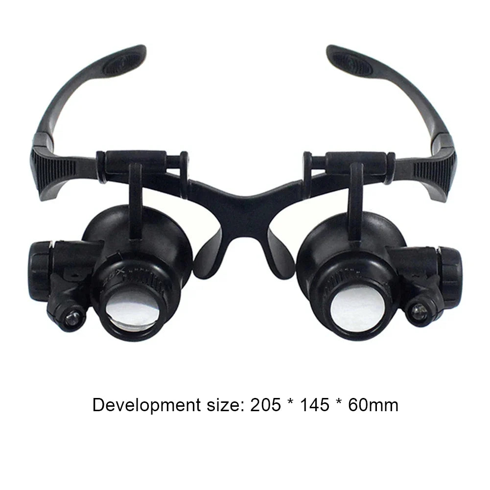 Head Magnifier Glasses 10X–25X with LED Lights | Wearable Loupe Head Magnifier Loupe Qme