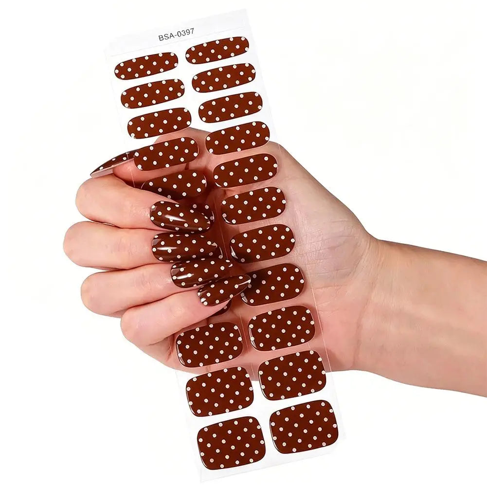 Summer Polka Dot UV-Free Gel Nail Stickers Full Cover Decal Gel Nail Stickers Qme C CN