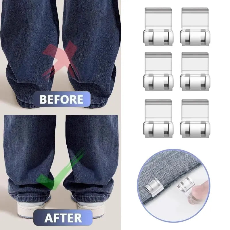 Invisible Pants Hem Shortening Clips – No-Sew Quick Fix 4 Pack Hem Shortening Clips Qme