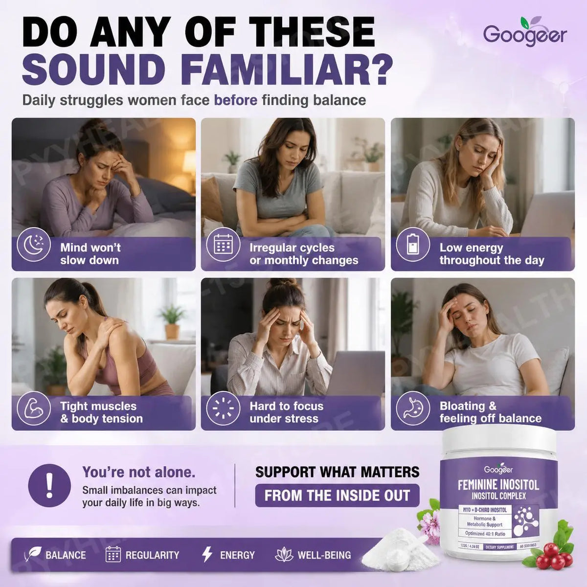 Women's Inositol Complex Powder Myo & D-Chiro 40:1 – 60 Servings Inositol Supplement Qst