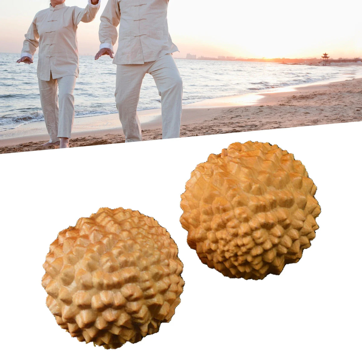 Wooden Spiky Massage Ball – Cypress Palm Acupoint Ball Hand Massage Ball Qme