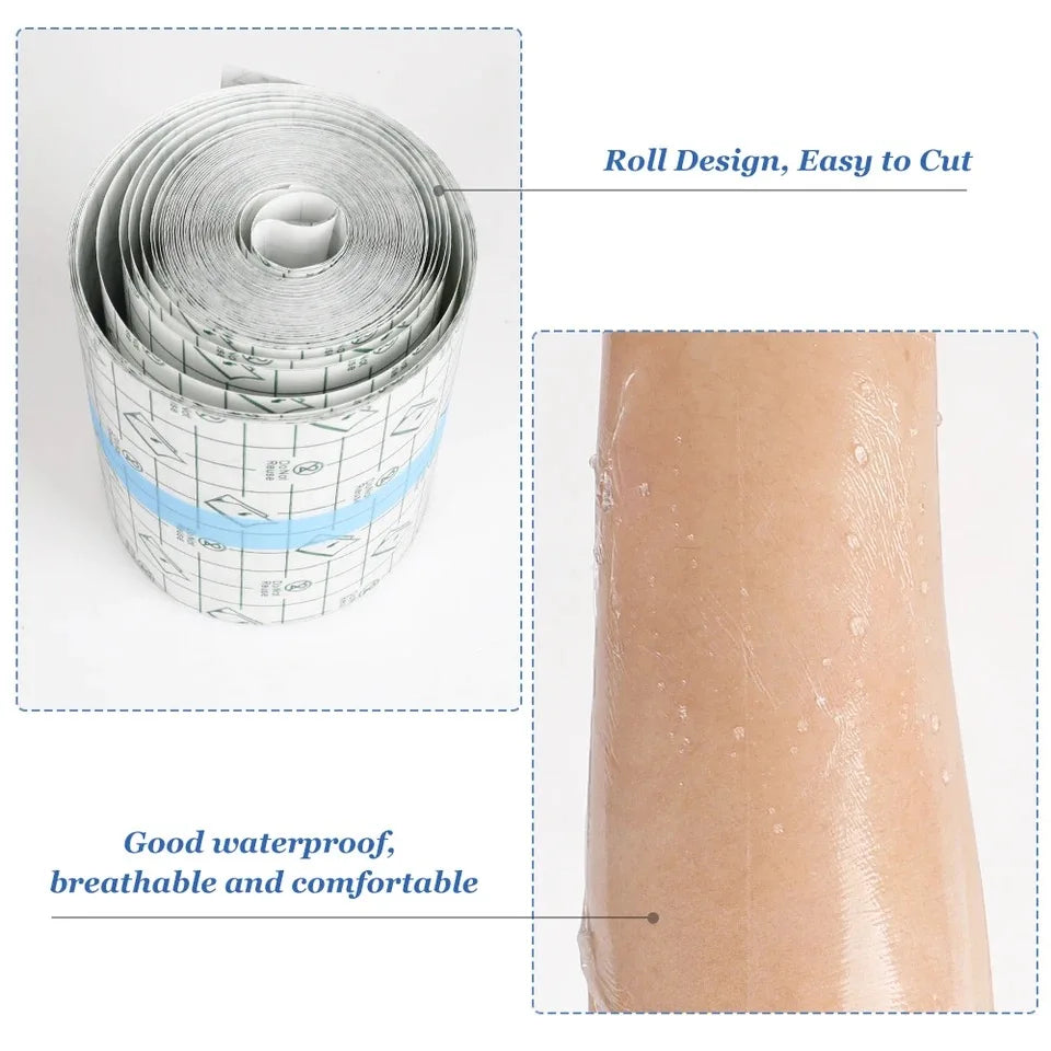 5M Waterproof PU Bandage Roll – Transparent & Stretchable Adhesive Bandage Roll Qme