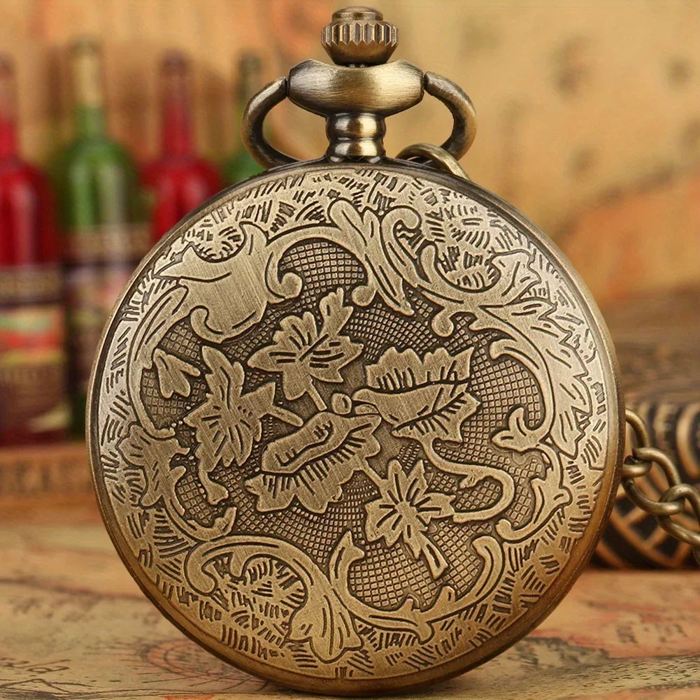 Steampunk Quartz Pocket Watch Retro Gearwheel Necklace Chain Pocket Watch Necklace Qme