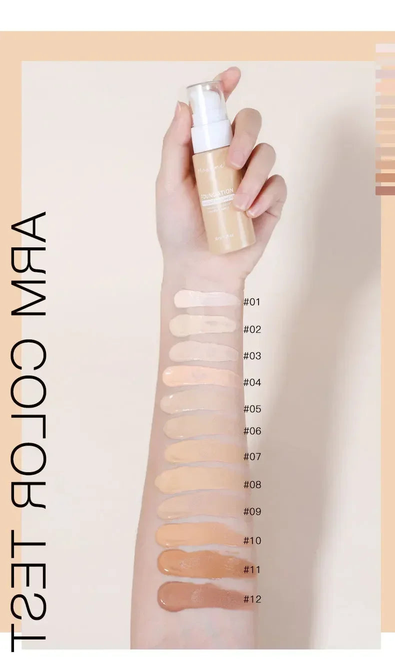 Qme Matte Liquid Foundation & Concealer – Waterproof, 12 Shades Liquid Foundation Qme