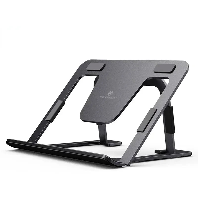 Aluminum Adjustable Laptop & Tablet Stand – Non-Slip Cooling Laptop Stand Qme Gray
