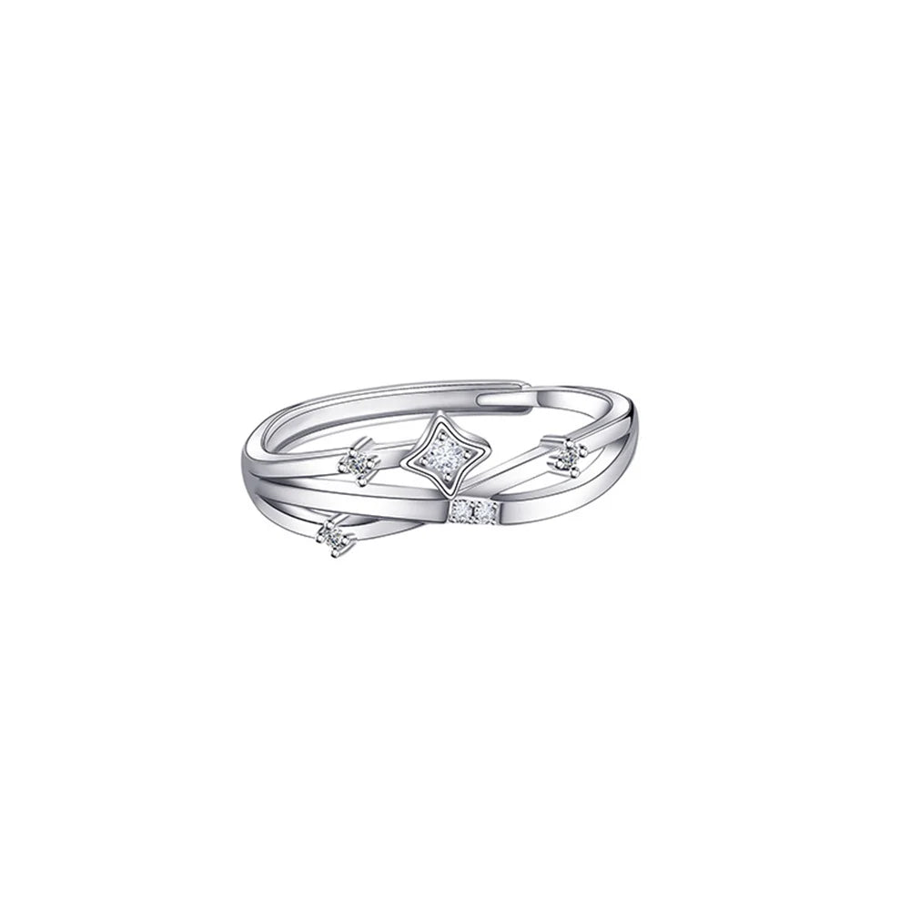 Women's Cubic Zirconia Star Ring – Minimalist Adjustable Charm Cubic Zirconia Ring Qme