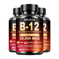 HOLUCKS High Potency B12 Complex – Brain & Energy Support Vitamin Supplement Qst 60pcs - 3 BOX