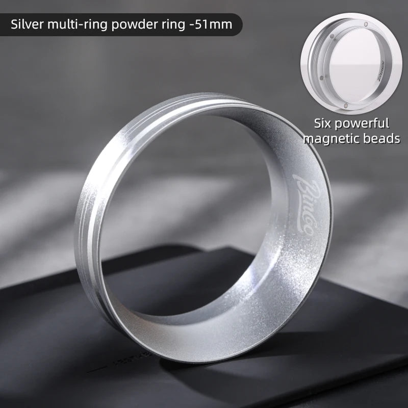 Bincoo Magnetic Dosing Ring 51mm 58mm Portafilter Funnel Tool Espresso Dosing Ring Qst 51mm silver