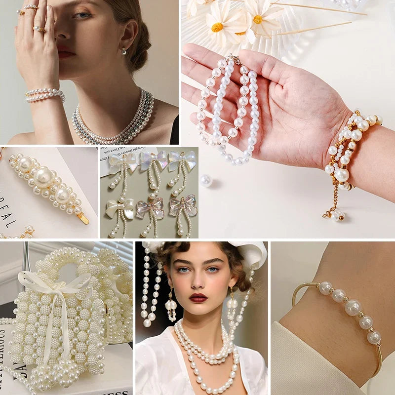 1200pcs Resin Pearl Beads Kit – 5 Sizes Round DIY Craft Beads DIY Craft Beads Qme