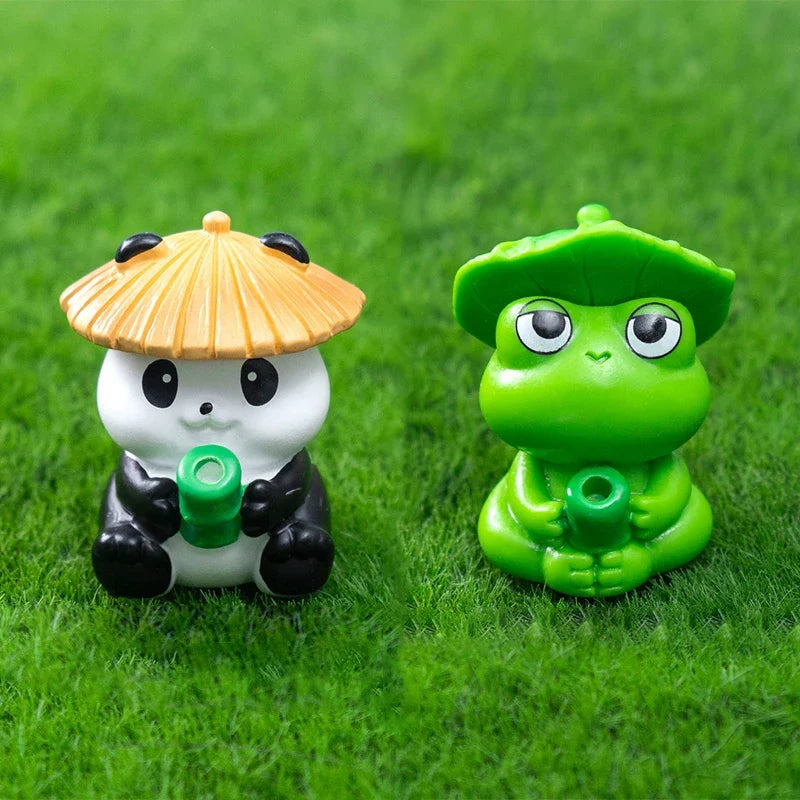 Hanging Panda & Frog Resin Figures – Cartoon Aquarium Decor Aquarium Ornament Qme