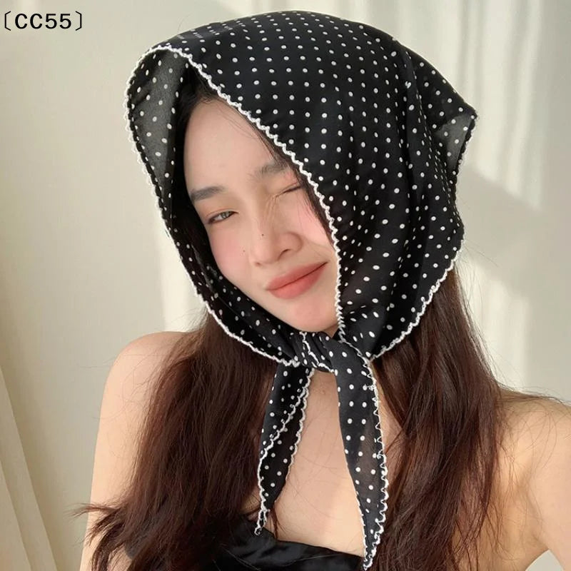 Polka Dot Headband Women's Thin Turban Triangular Hairband Scarf Women's Headband Qst