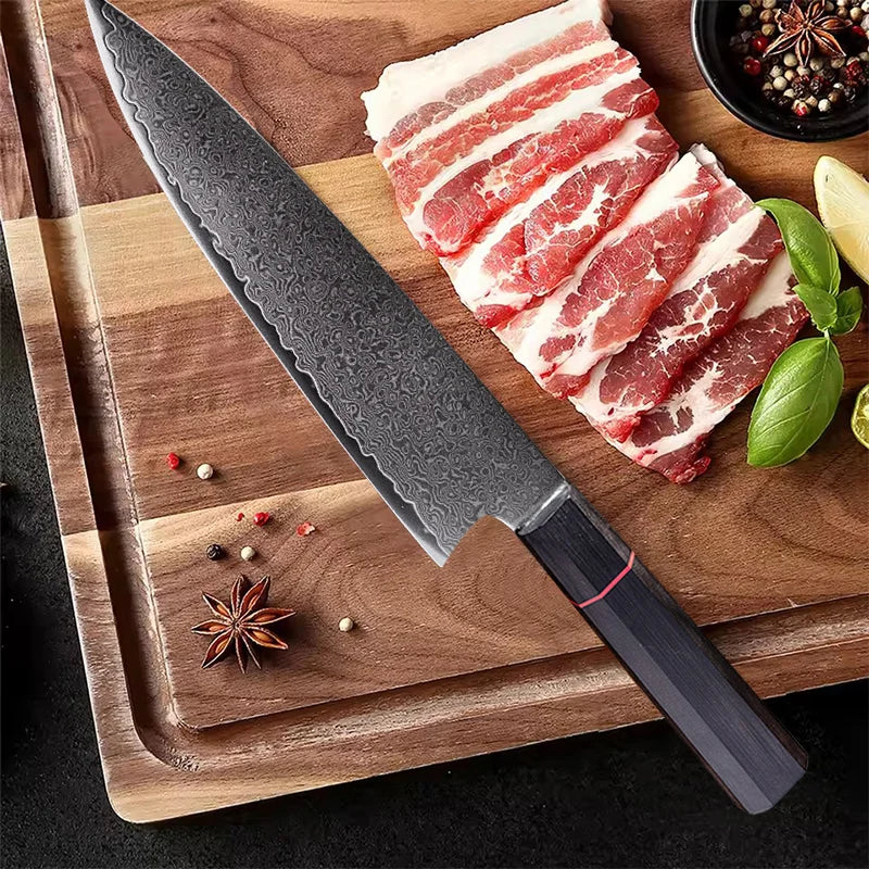 InLeung 67-Layer Damascus Chef Knife Set – VG10 Japanese Steel Damascus Knife Set Qst