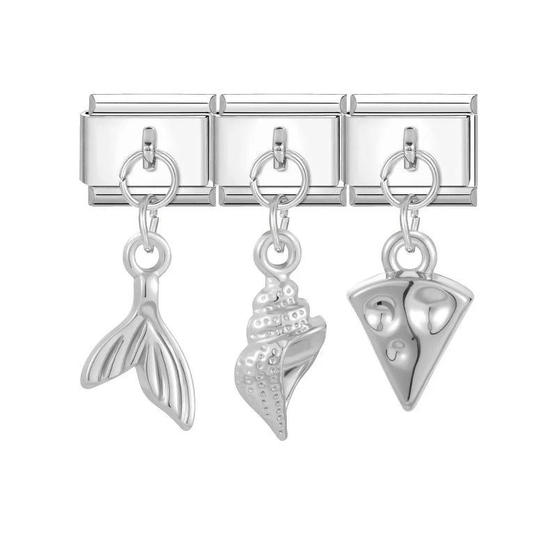 Zircon Stars & Bow Knot Italian Charm Links | 9mm DIY Jewelry Italian Charm Links Qme Style 1