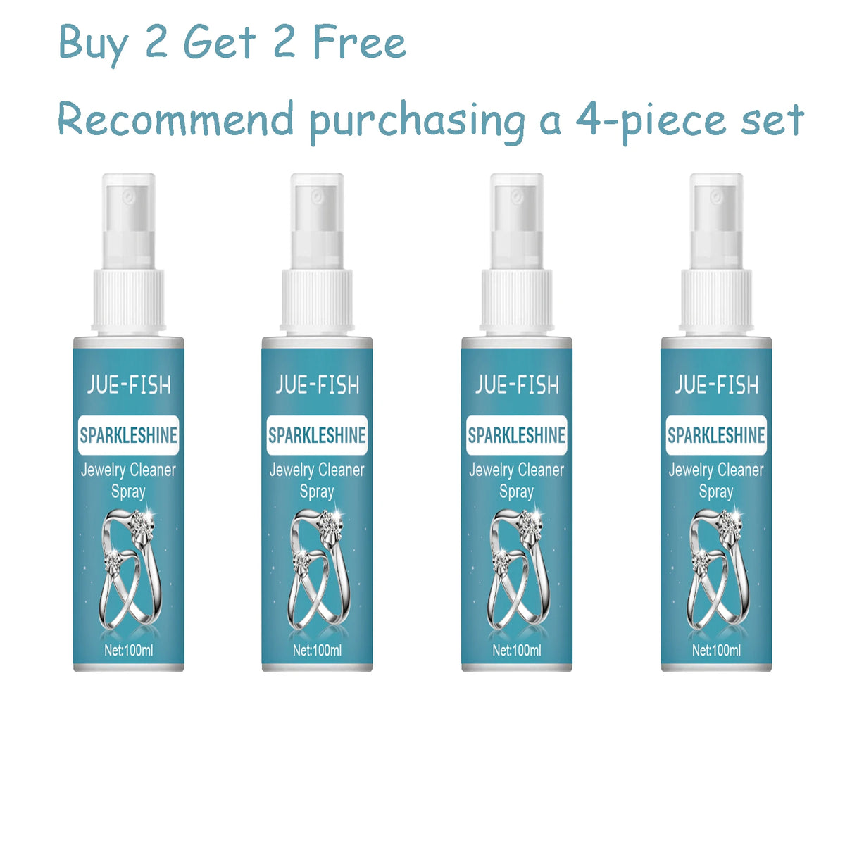 Jue-Fish 100ml Jewelry Cleaner Spray – Restore Shine & Anti-Oxidation Jewelry Cleaner Spray Qst 4 pcs