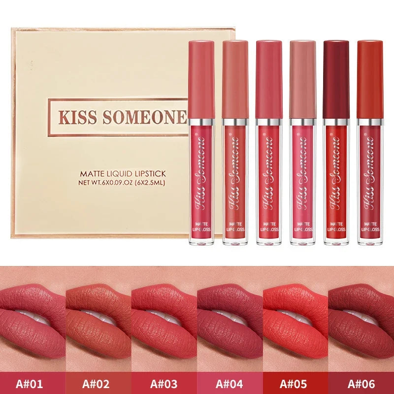 Matte Lipstick Set 6pc | Waterproof, Long-Lasting & Non-Stick Matte Lipstick Set Qme 8015 A 15g
