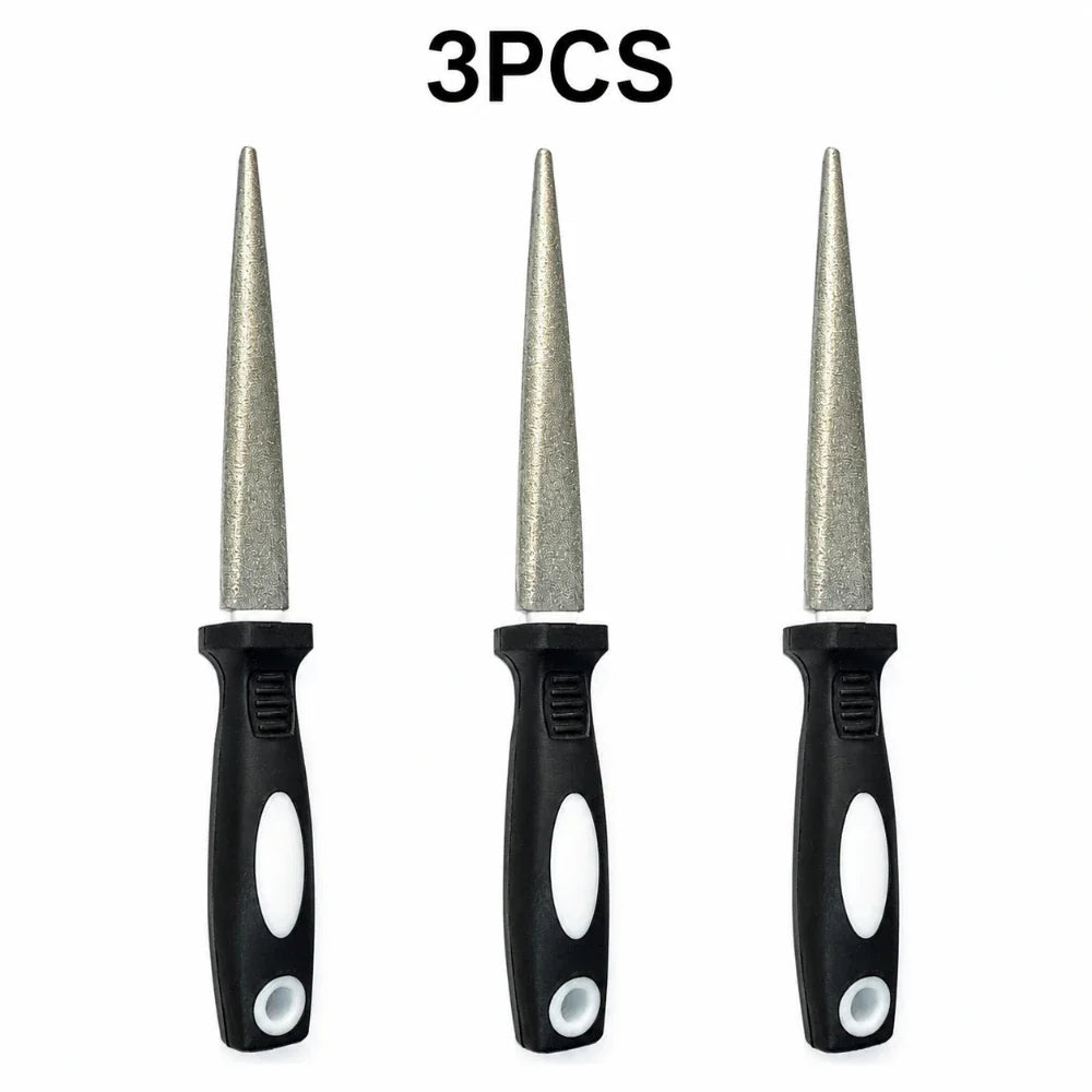 Diamond Grinding Sharpener – Ergonomic Handle, Curved & Flat Knife Sharpener Qme black and white 3pcs M