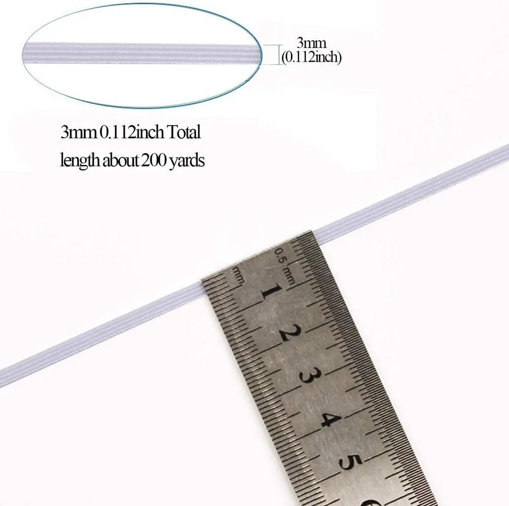 160 Yards White Flat Elastic Band – Heavy Stretch Knit, 3mm Flat Elastic Band Qme