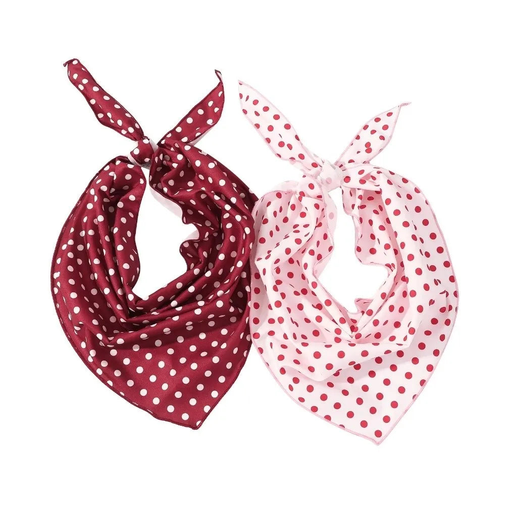 Polka Dot Triangle Scarf – Versatile Cotton Foulard Bandana Triangle Scarf Foulard Qme