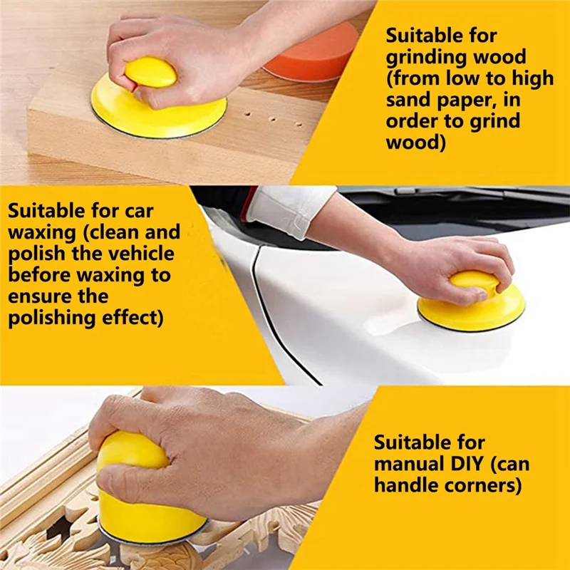 5-Inch Round Manual Sanding Block with Hook & Loop Pad Manual Sanding Block Qme