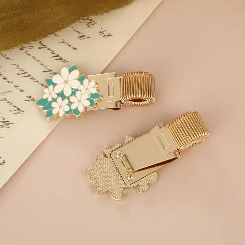 Flower-Themed Metal Pen Clip | Retro Spring Design Decorative Pen Clip Qme